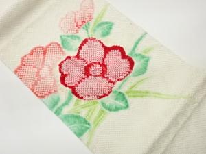 絞り草花模様開き名古屋帯（額縁仕立て）